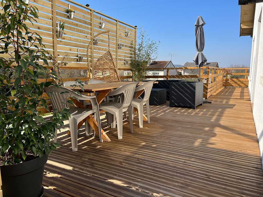 Terrasse bois avec garde corps