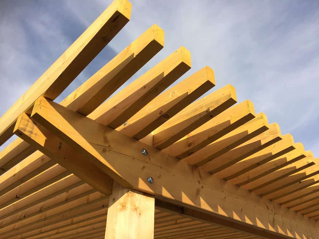 Appentis bois avec brise soleil